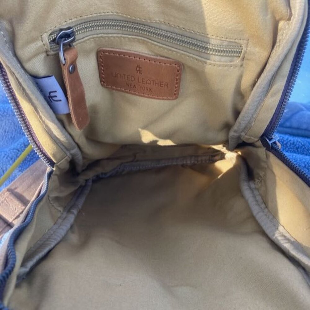 United Leather Canvas Sling Bag Brown NWOT - Picture 10 of 16